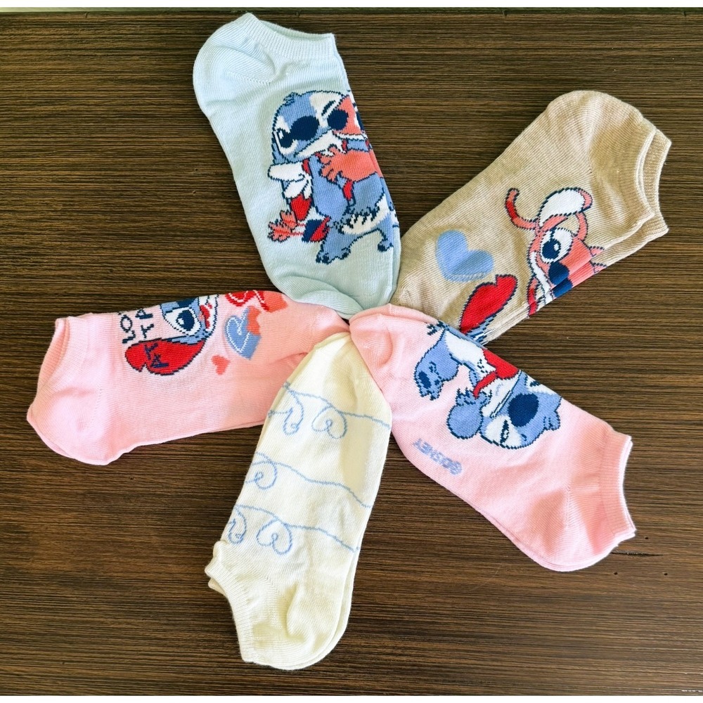 Lilo and Stitch Womens Juniors Ankle Socks 5 Pairs Size 4-10 5 Pairs
